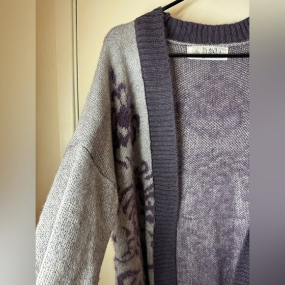 Disney Haunted Mansion Knit Open Front Longline Purple Grey Cardigan Sweater S - Picture 2 of 14